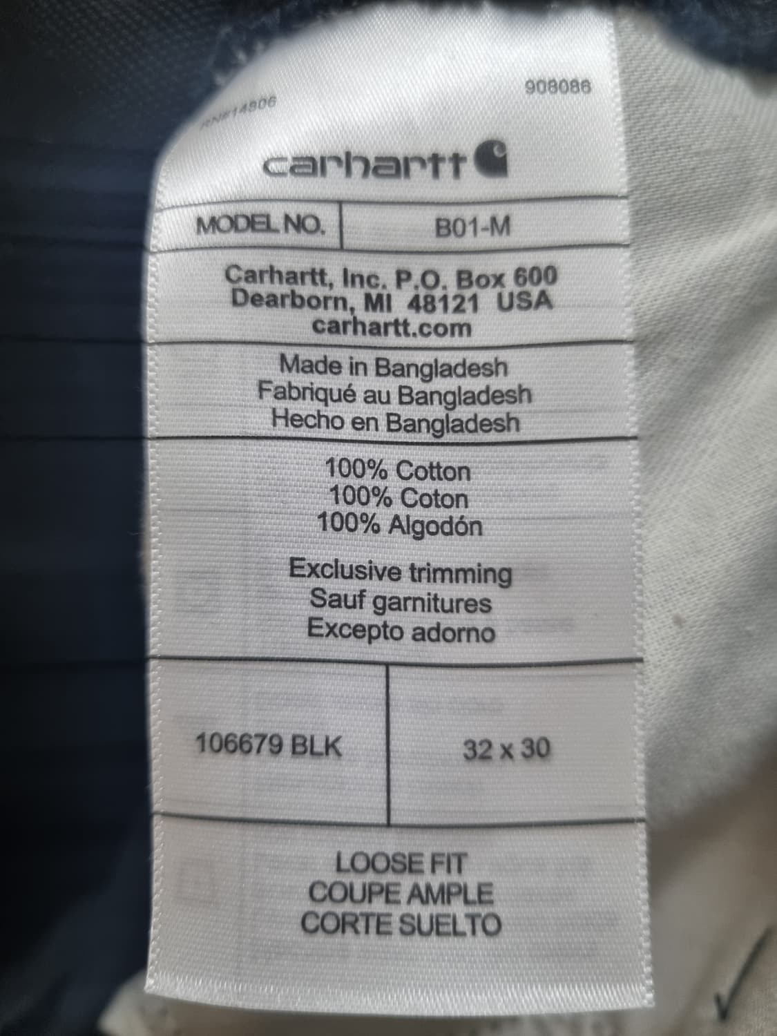 칼하트 더블니 B01 블랙 32X30 상품이미지5