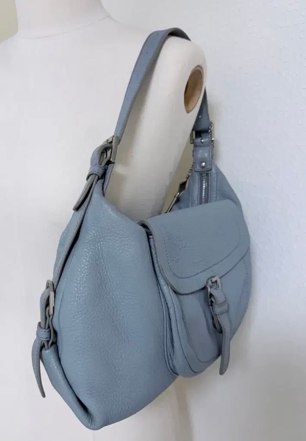 유럽 빈티지 Lessacs Adam 1980 가죽백 (블루그레이) 상품이미지3