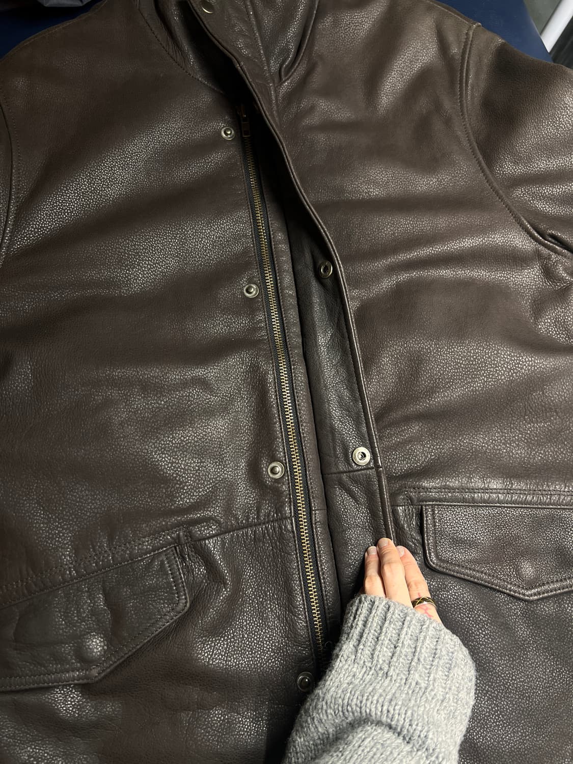[Vintage] 런던 빈티지 리얼 레더 스탠드 칼라 하프 자켓 (S) 상품이미지8