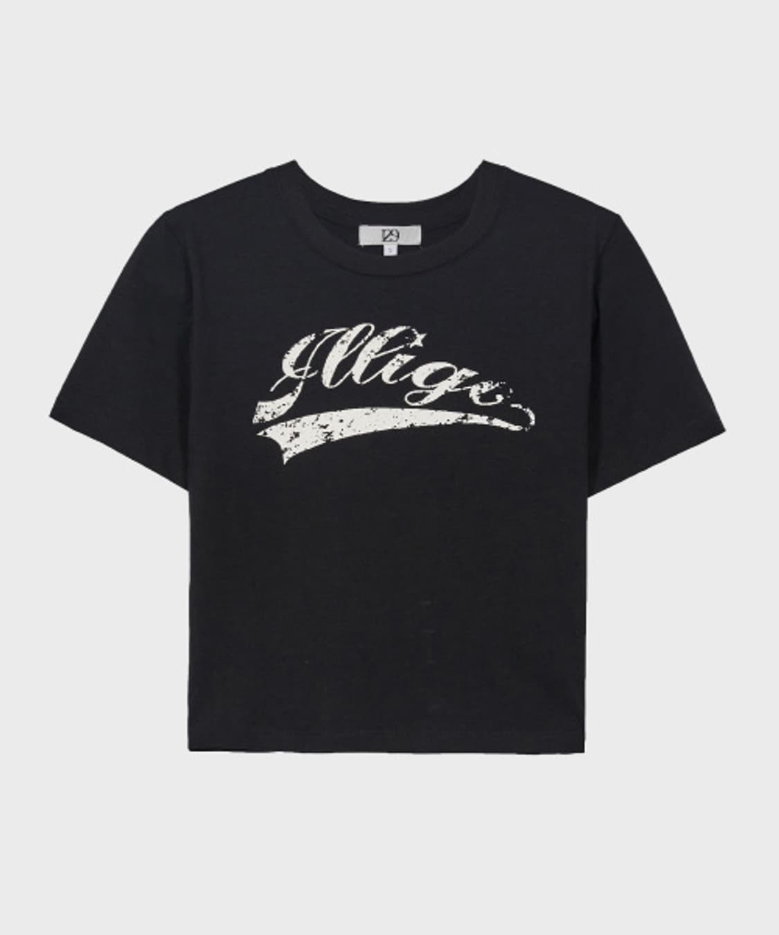 [ILLIGO 일리고]  빈티지 베이스볼 핏티드 크롭 티셔츠 블랙 상품이미지2