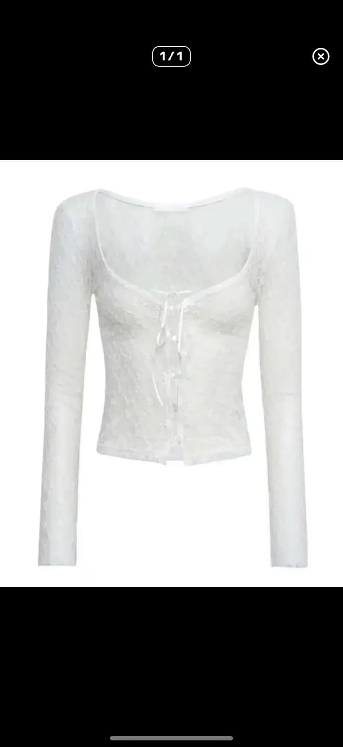 쓰리타임즈 로맨틱 레이스 가디건 화이트 상품이미지1