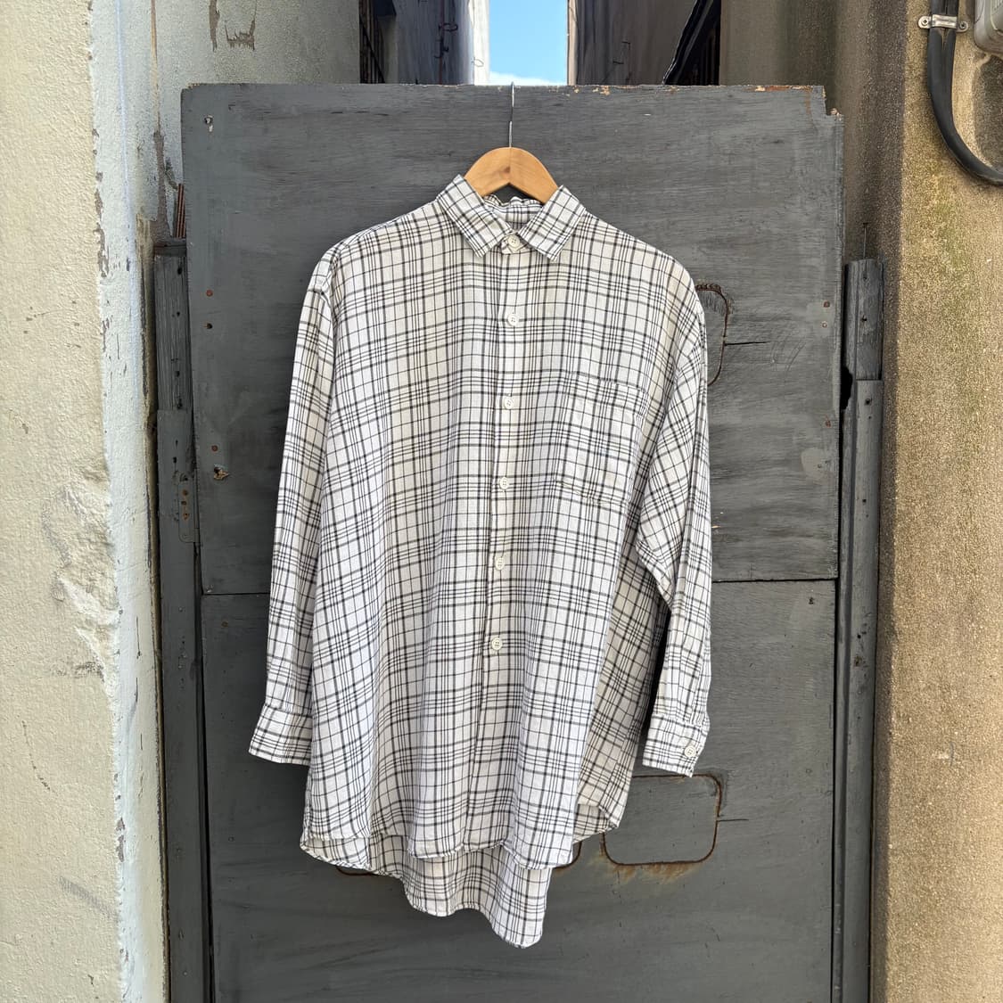 90s 꼼데가르송 robe de chambre 블랙 체크 셔츠 상품이미지2