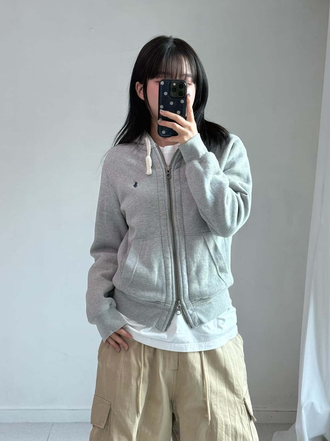 폴로 그레이 투웨이 스웻 후드집업 상품이미지1