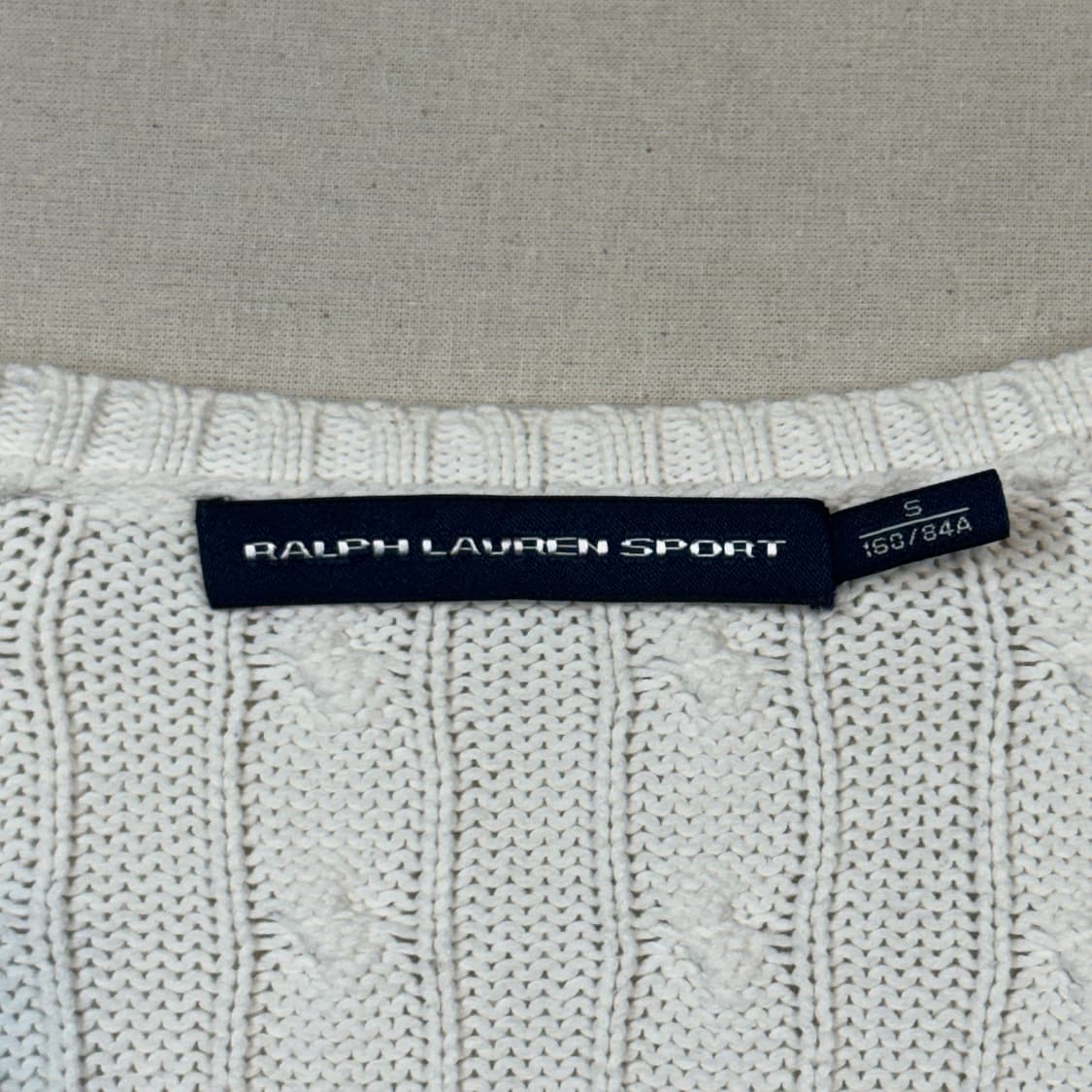 S) 폴로 랄프로렌 코튼 케이블 꽈배기 브이넥 니트 화이트 상품이미지6