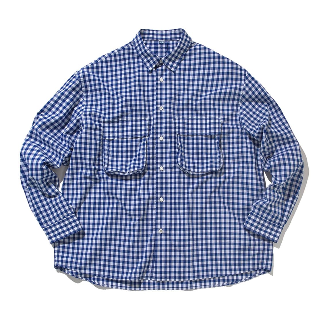 소프터 깅엄 체크셔츠Gingham Wide Shirt White Blue 상품이미지1