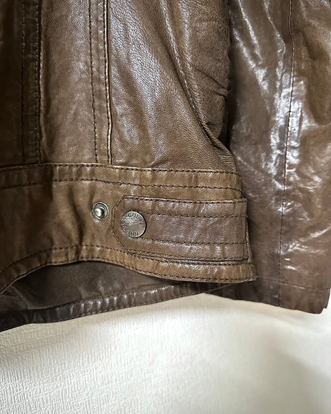 2010 GUESS 이탈리안 램스킨 하이넥 레더자켓 페이드 브라운 상품이미지8