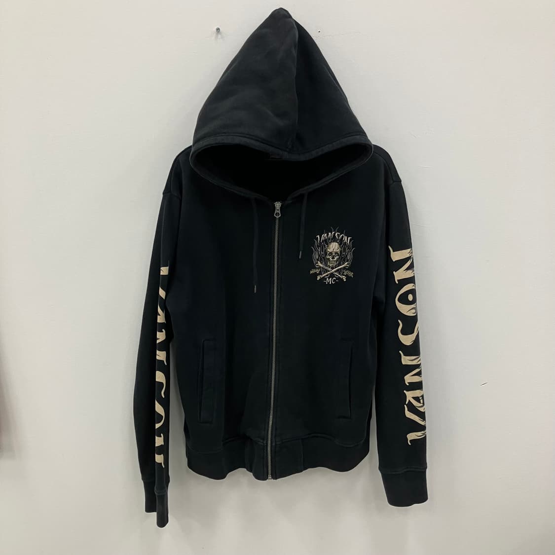 밴슨 레더 블랙 스컬 자수 후드 집업 L 상품이미지1