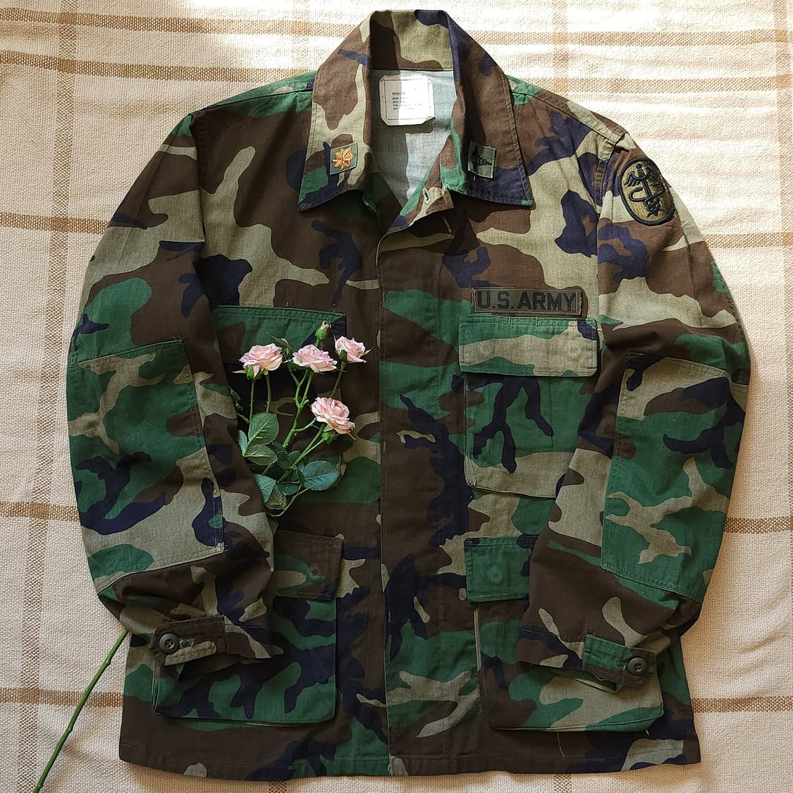 90 년대 미군 오리지널 카모 셔츠자켓 BDU 미디움 숏 상품이미지1