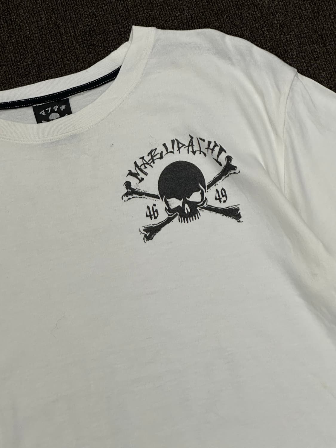 L)Japanese vintage 스컬 그래픽 화이트 라운드 넥 반팔 상품이미지4