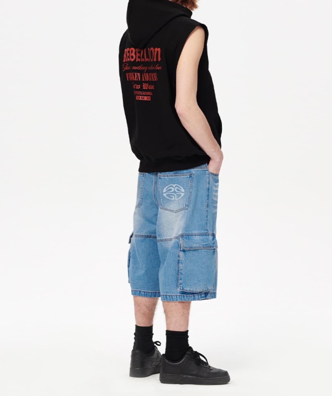 마하그리드 버뮤다 카고 데님 쇼츠 반바지 M 상품이미지4