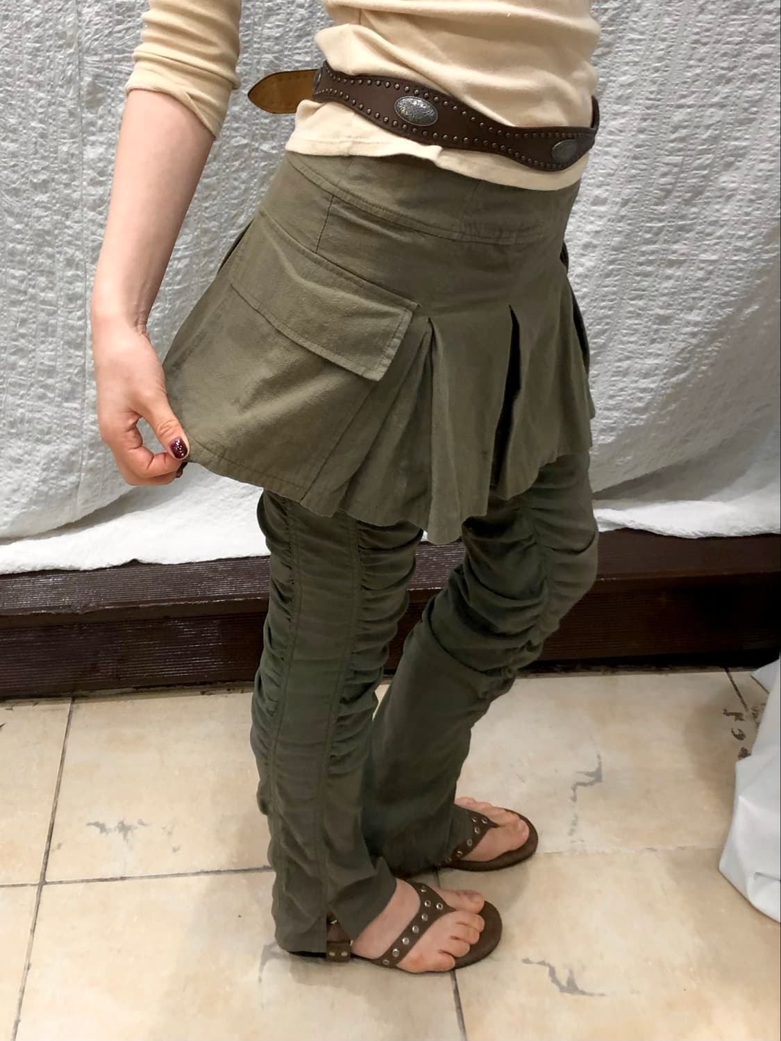 khaki mini skirt pants 상품이미지1