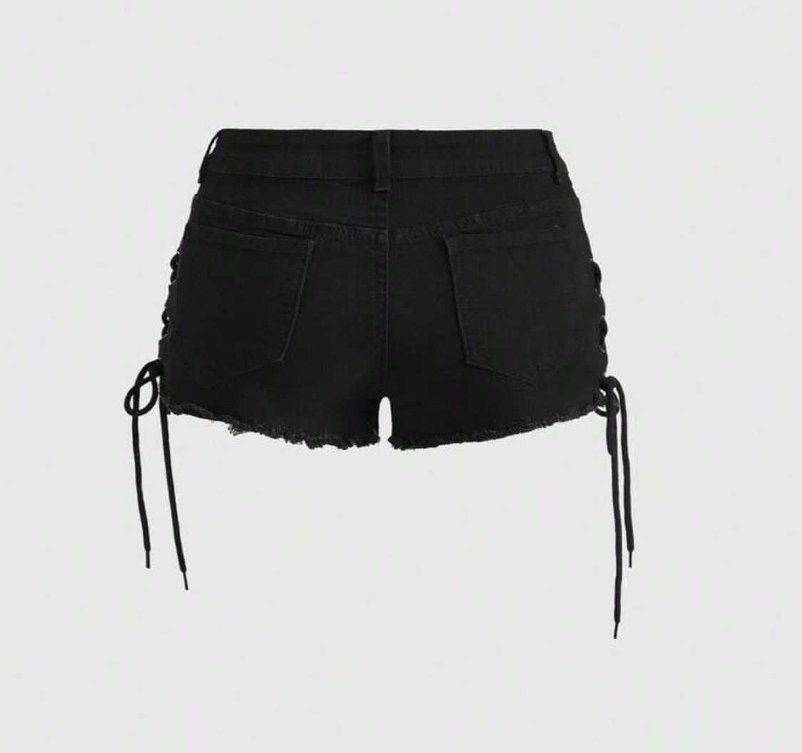 펑크 리벳 데님 블랙 반바지 숏팬츠 핫팬츠 상품이미지4