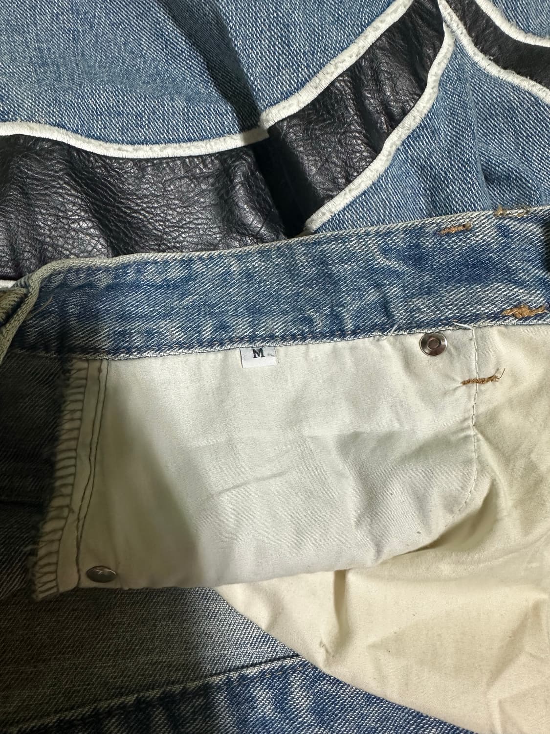 (M)떠그클럽 tc 레더 데님 팬츠 상품이미지3