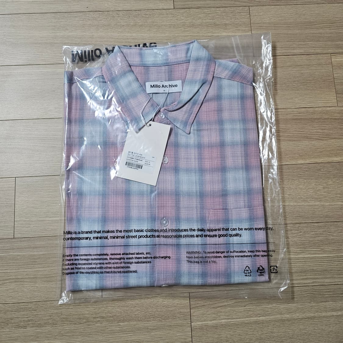XL 미개봉) 밀로아카이브 멀티플 레이어 셔츠 파스텔 핑크 105 110 상품이미지2