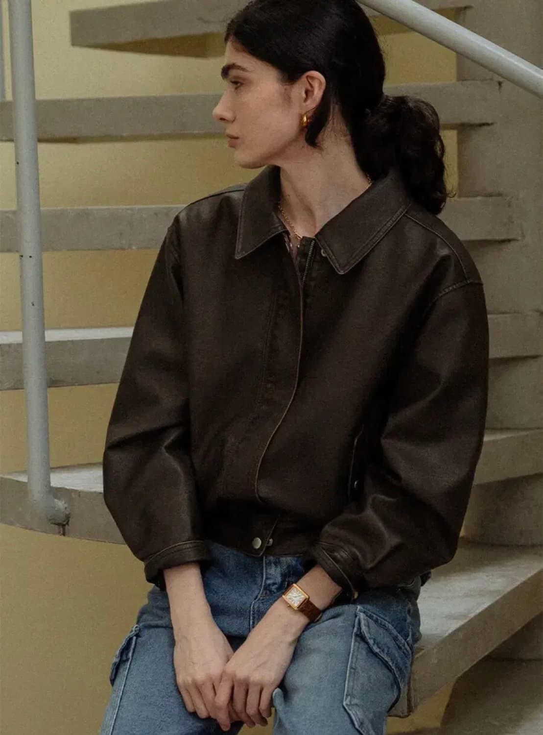 틸아이다이 네츄럴 크랙 레더 블루종 브라운 상품이미지1