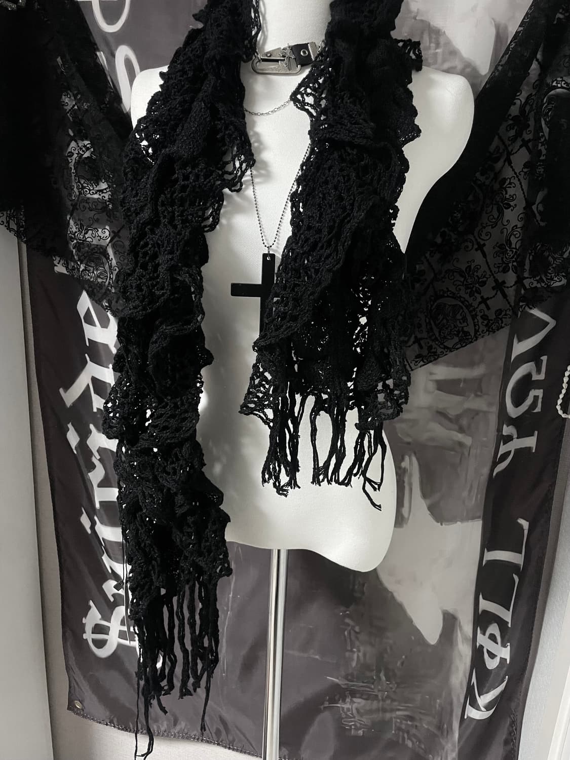 JPN Gothic Scarf 그런지페어리고딕다크웨어히피니혼진하이엔드펑크 상품이미지2