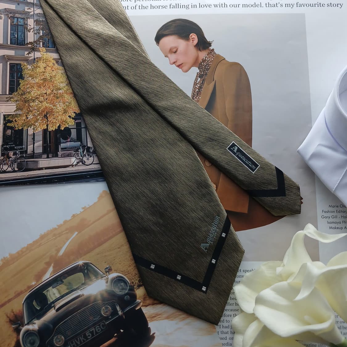 아쿠아스큐텀 실크 브론즈 패턴 넥타이 9.7cm A+등급 A18454
 상품이미지3