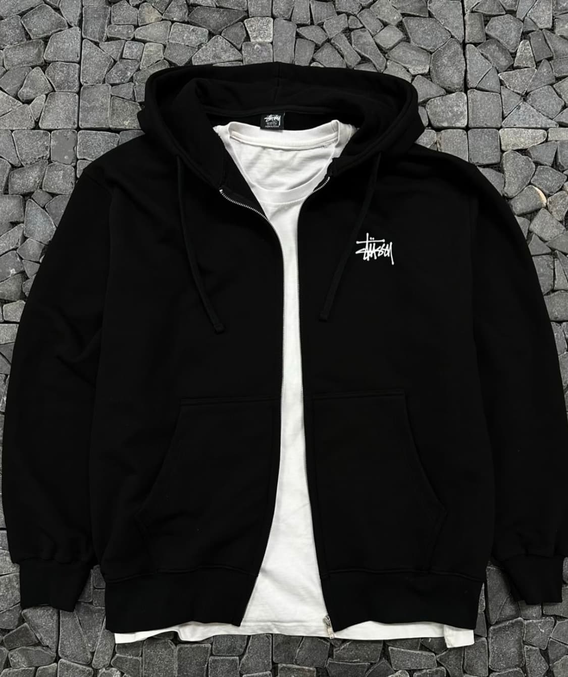 스투시 블랙 후드집업 M/L  상품이미지2