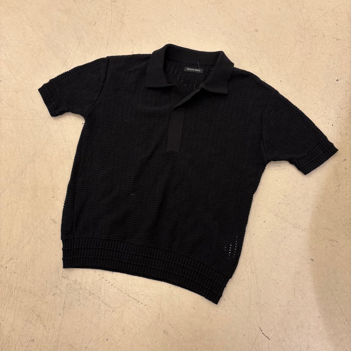 메종미네드 메쉬 니트 카라 반팔티 상품이미지1