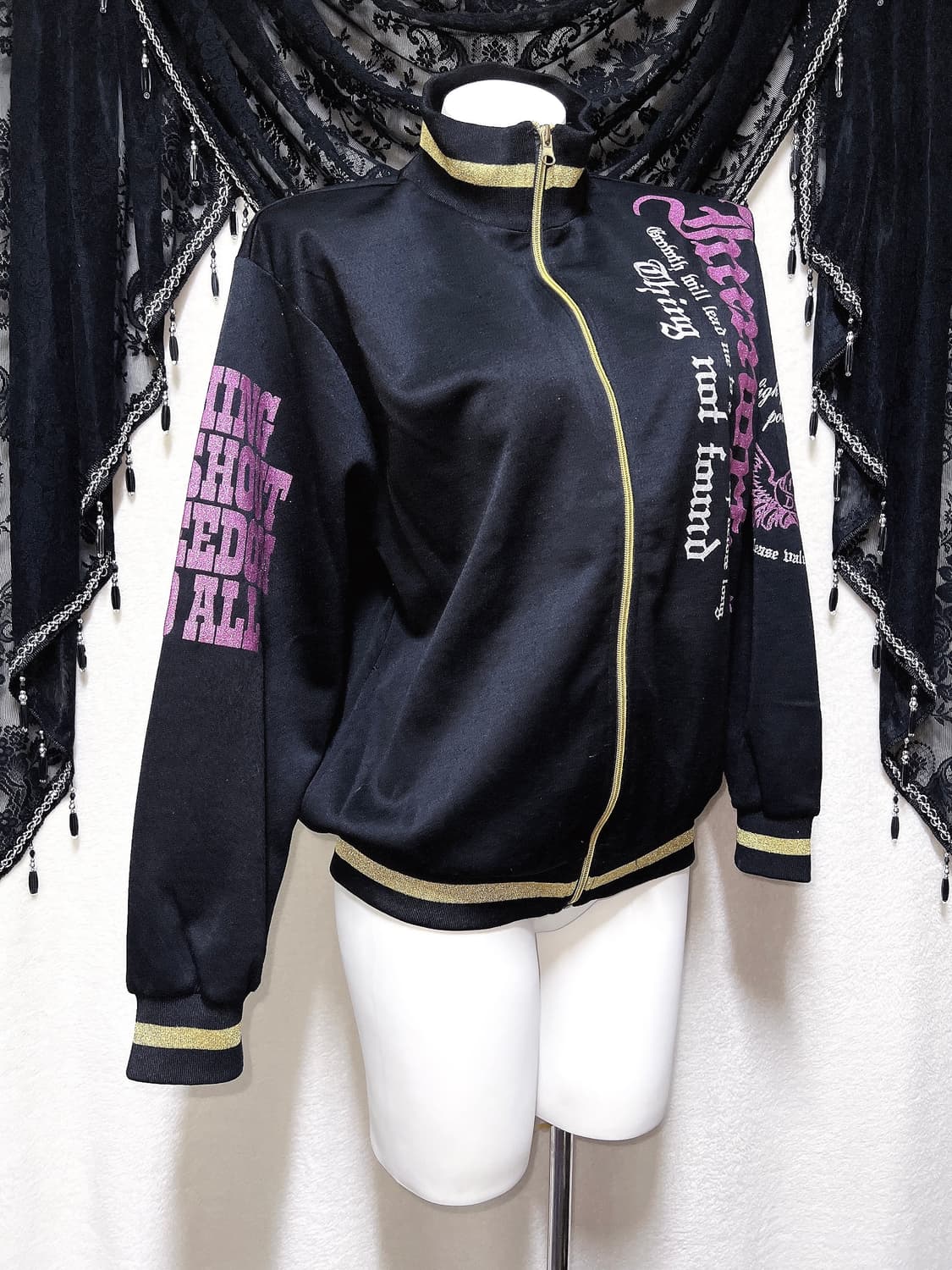 y2k 와투케 날개 윙 프린팅 글리터 저지 집업 자켓 오네갸루 펑크 핀터 상품이미지7