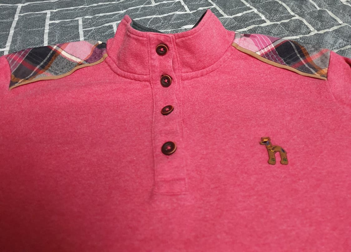 헤지스 숄더체크 혜비코튼 헨리넥 롱슬리브 핑크 (95) 상품이미지2