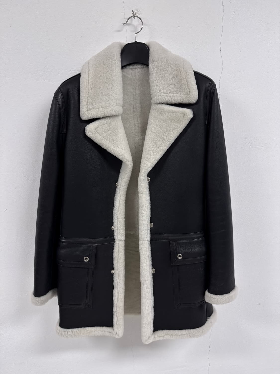 스페인 메리노 무스탕 시어링 하프 코트 상품이미지1