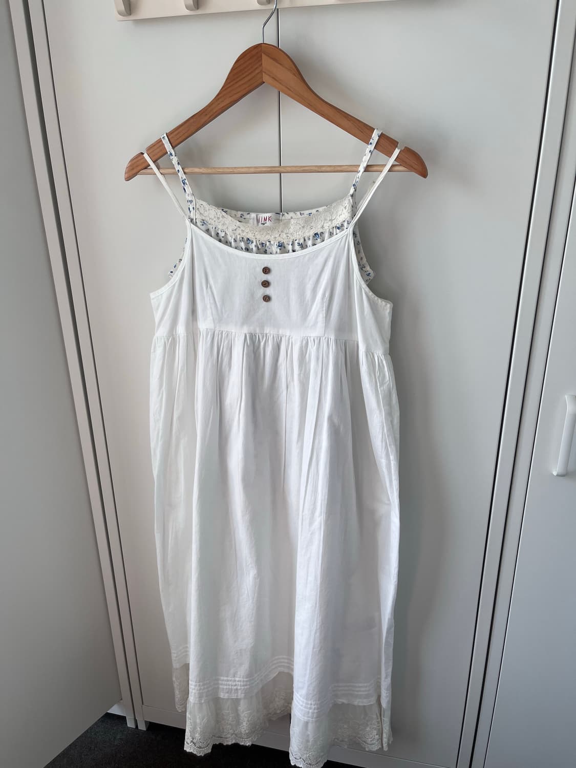 Earth music 얼스뮤직 레이스 레이어드 버튼 원피스 상품이미지6