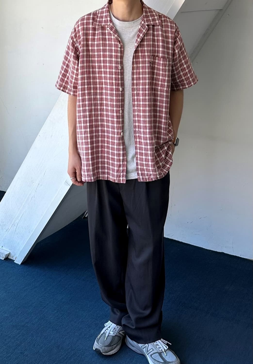 Natural cotton linen open collar shirt 상품이미지7