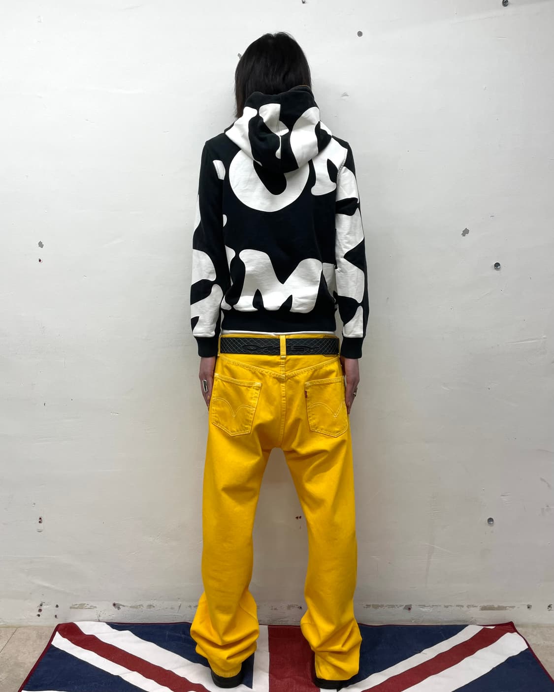 White Bold Printed Black Hooded Zip-Up 상품이미지6