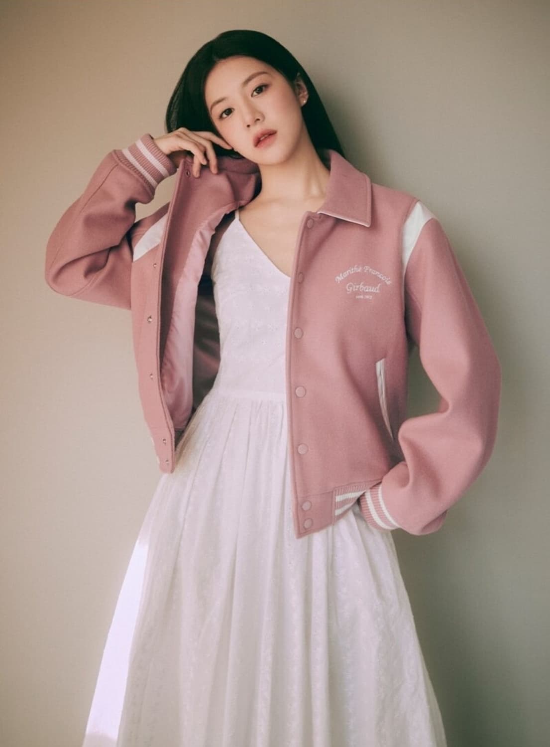 마리떼 프랑소와 저버 체인 로고 바시티 자켓 핑크 상품이미지3