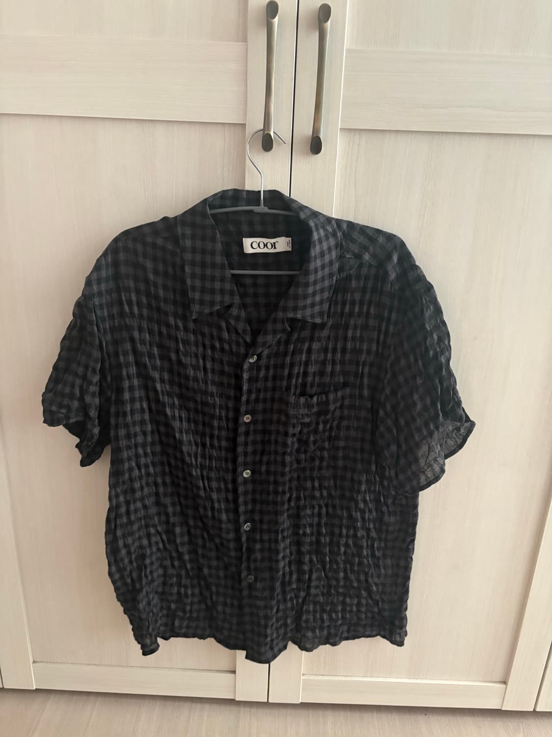 쿠어 25ss 깅엄 오픈 카라 셔츠 L 상품이미지2