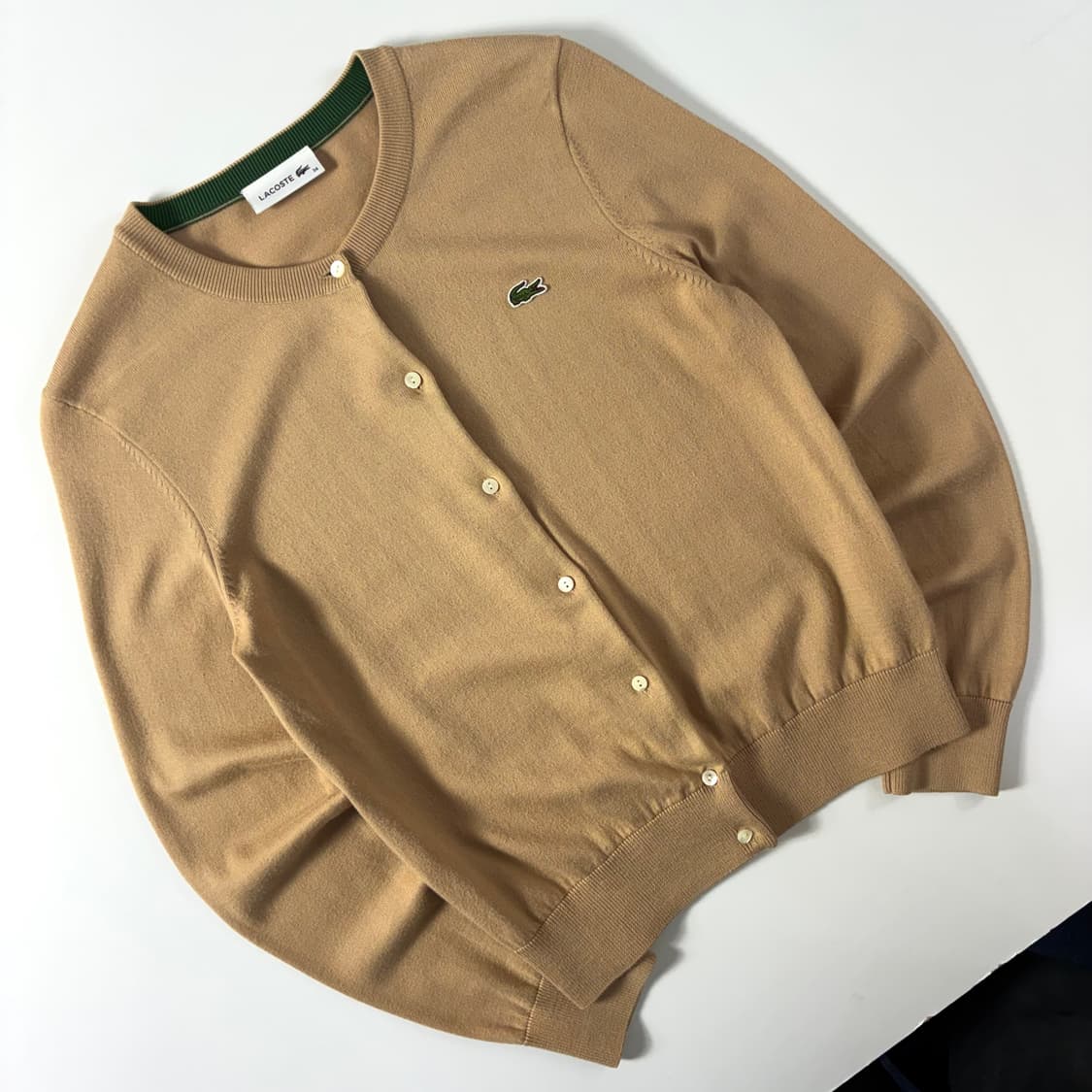 Lacoste  라코스테 코튼 베이지 라운드 니트 가디건  상품이미지2