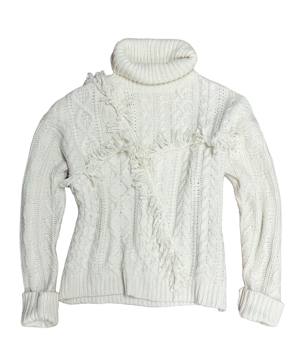 화이트 언발란스 프린지 니트 상품이미지1