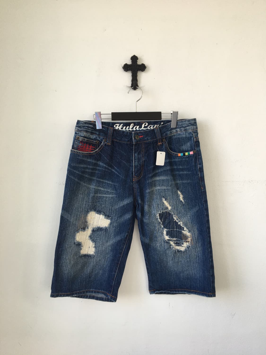 Damage point denim half pants 상품이미지2