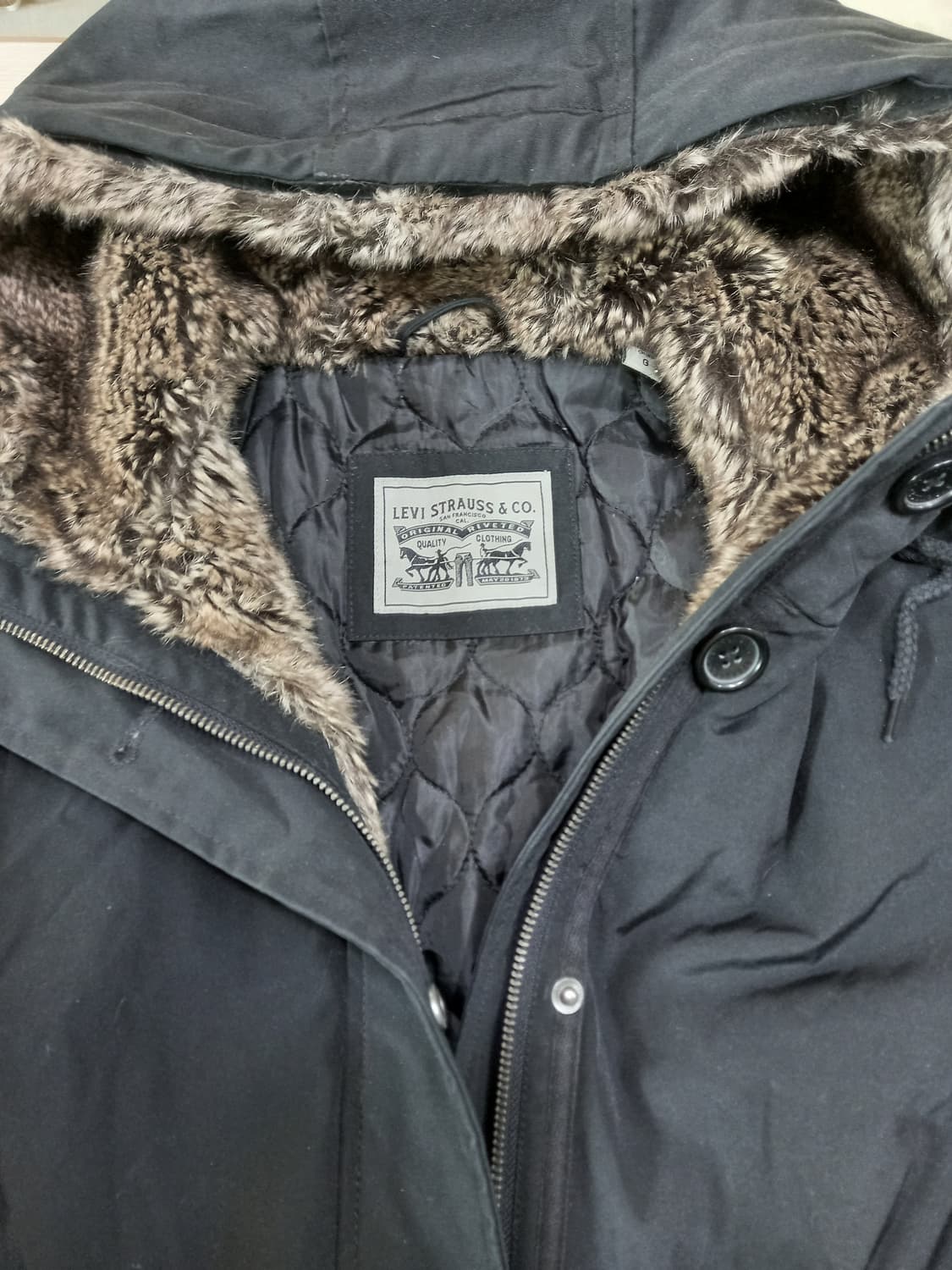 L100 리바이스 여성용 피쉬테일 야상패딩 블랙 L-684 상품이미지4