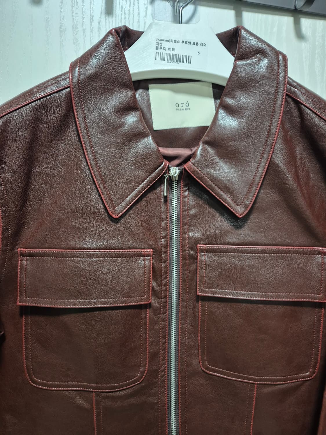 (새상품) ORO 오로 브라운 레더 크롭 자켓 상품이미지4