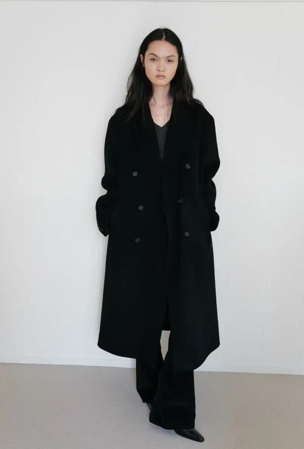 리포스 repos 핸드메이드 맥시 더블 코트 블랙 상품이미지2