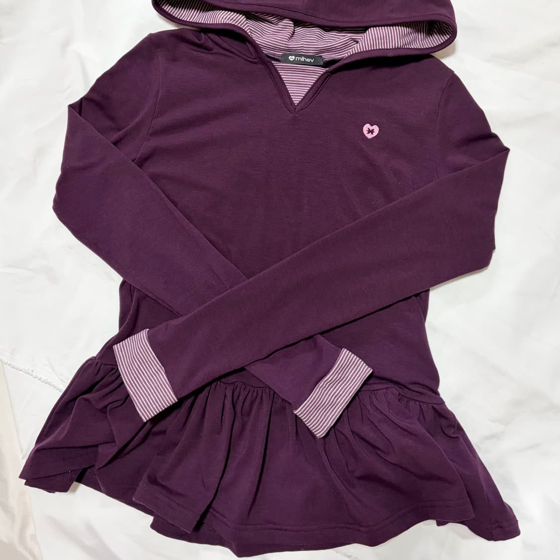 새상품) 미헤브 mihev 프릴 레이어드 후드 퍼플 상품이미지2