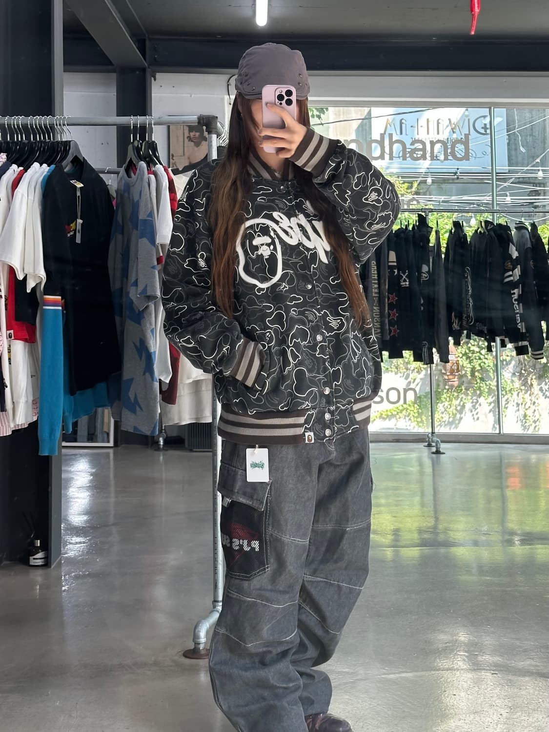 베이프 네온카모 오레오 바시티자켓 상품이미지3