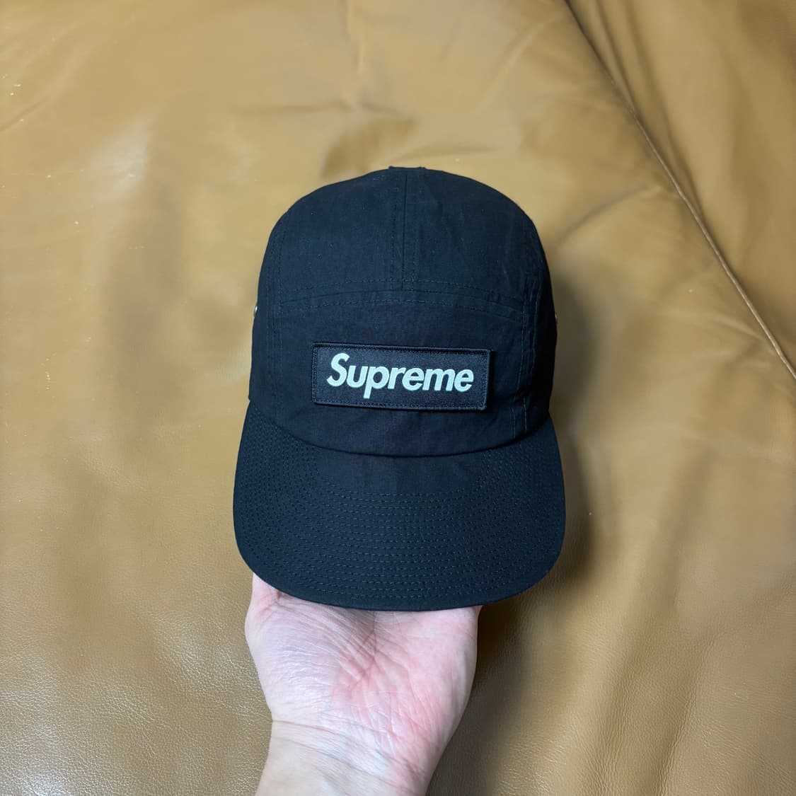 슈프림 캠프캡 모자 박스로고 왁스드 코튼 블랙 상품이미지2