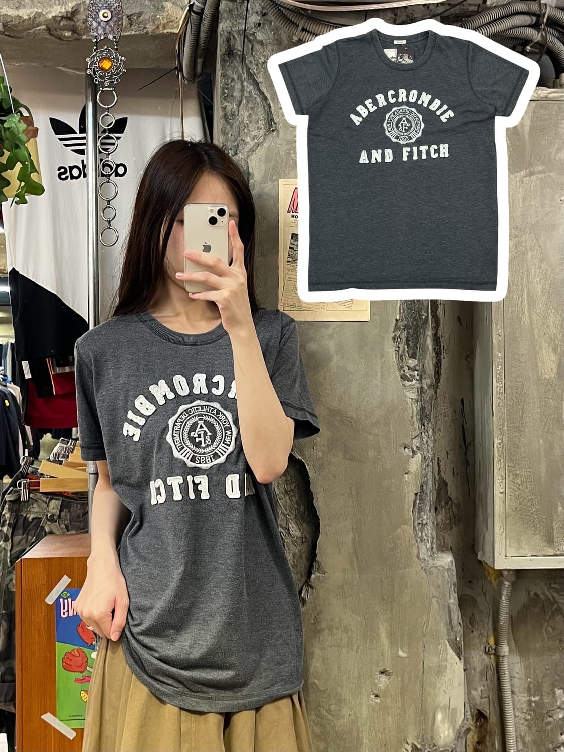 아베크롬비 반팔티 차콜 L #csz598 상품이미지1