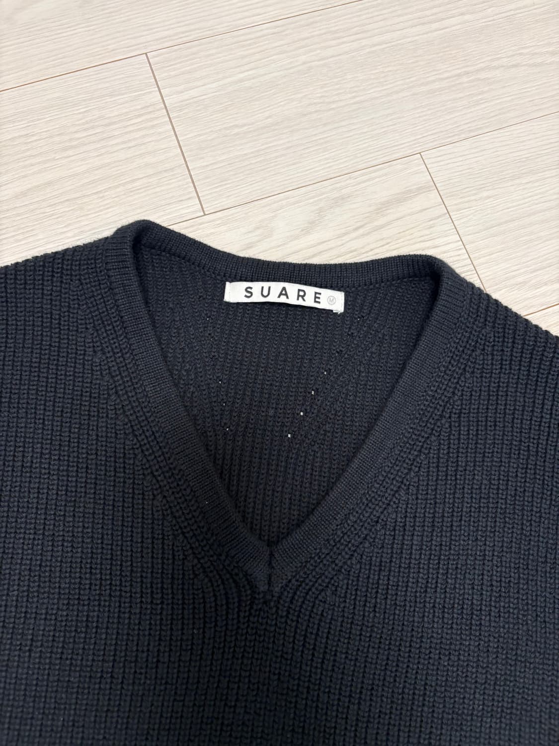SUARE 수아레 코튼 브이넥 니트 베스트 블랙 M 상품이미지2