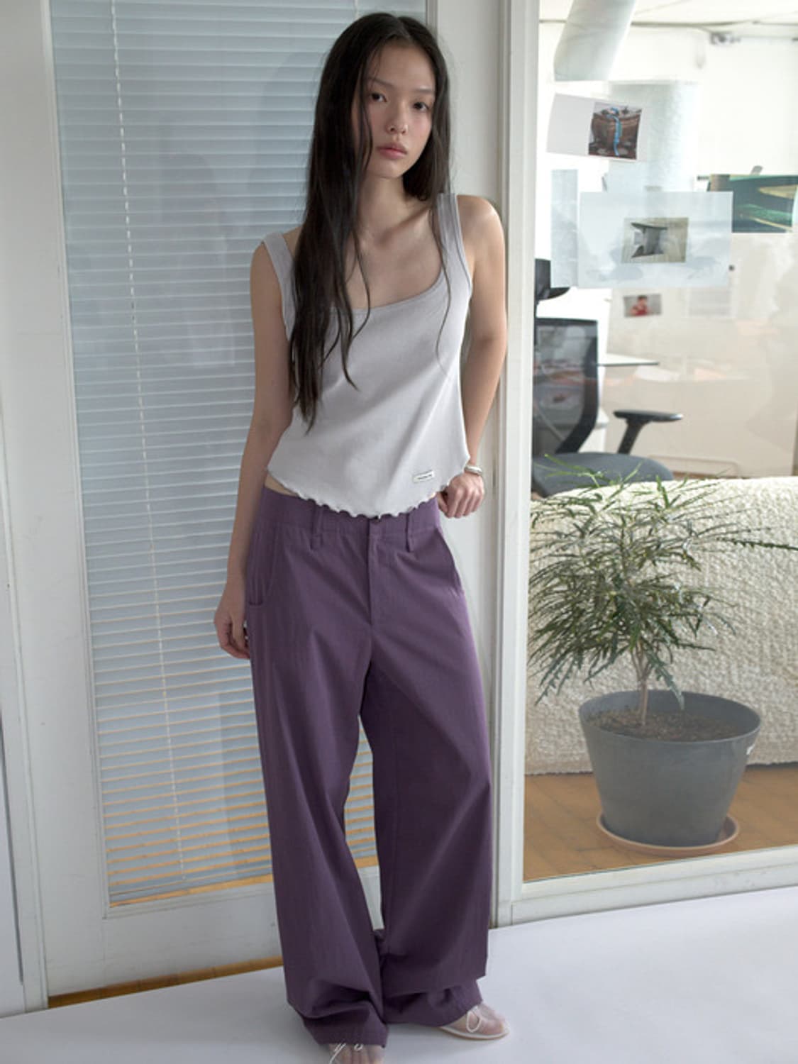 (1) 오버듀플레어 컬러 와이드팬츠 상품이미지1