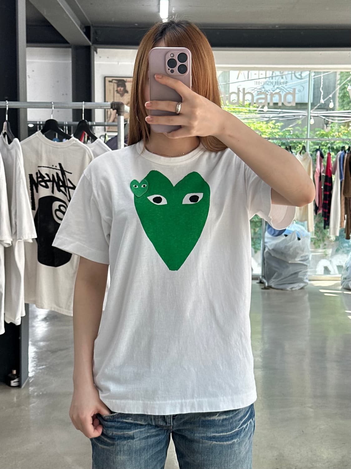 꼼데가르송 플레이 그린 더블하트 반팔티 상품이미지1