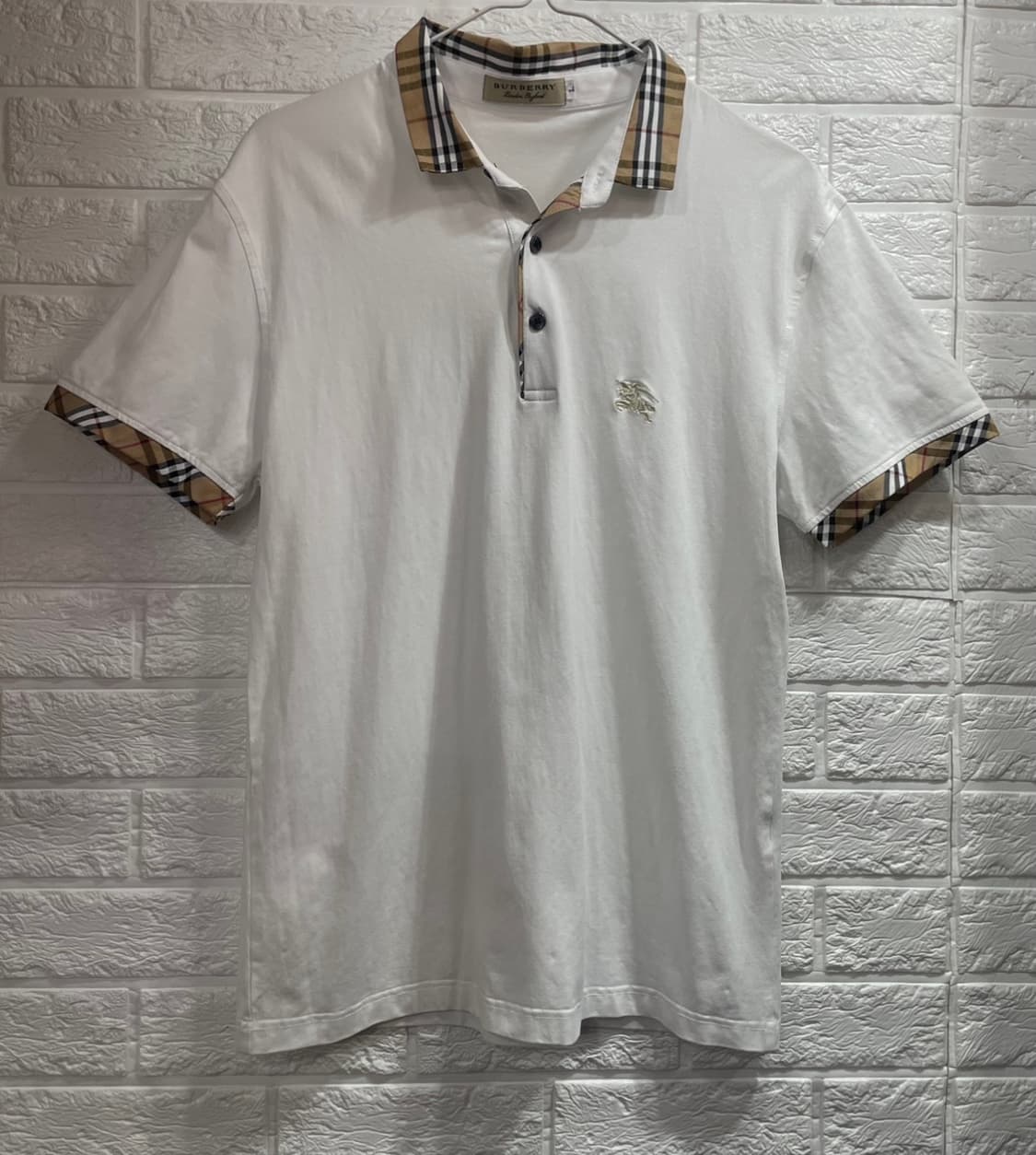 Burberry 버버리 체크카라 화이트 반팔 카라티 버버리 폴로티 상품이미지1