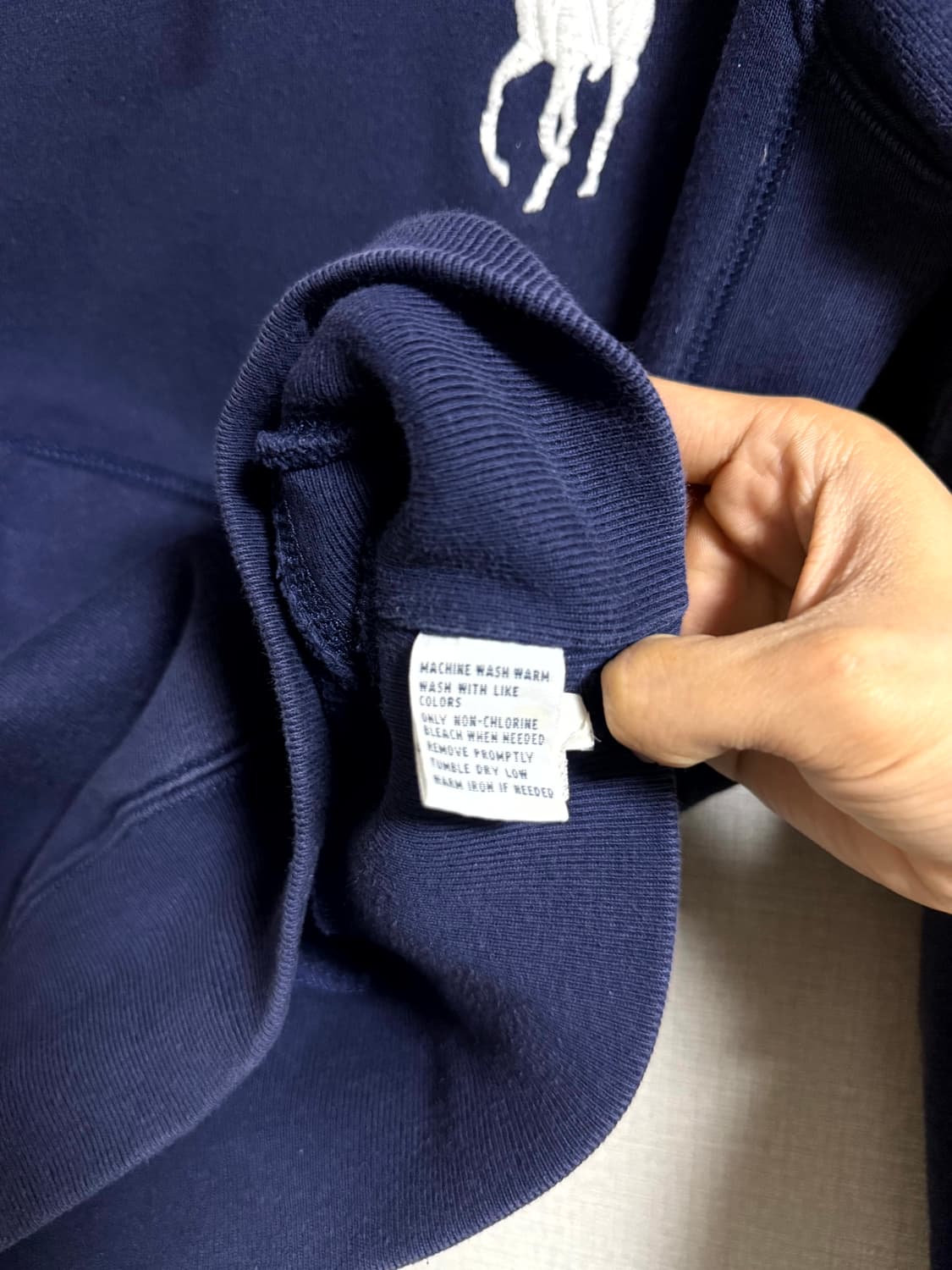 대장급 폴로 랄프로렌 00s 빅포니로고 네이비 써멀 후드티 상품이미지5