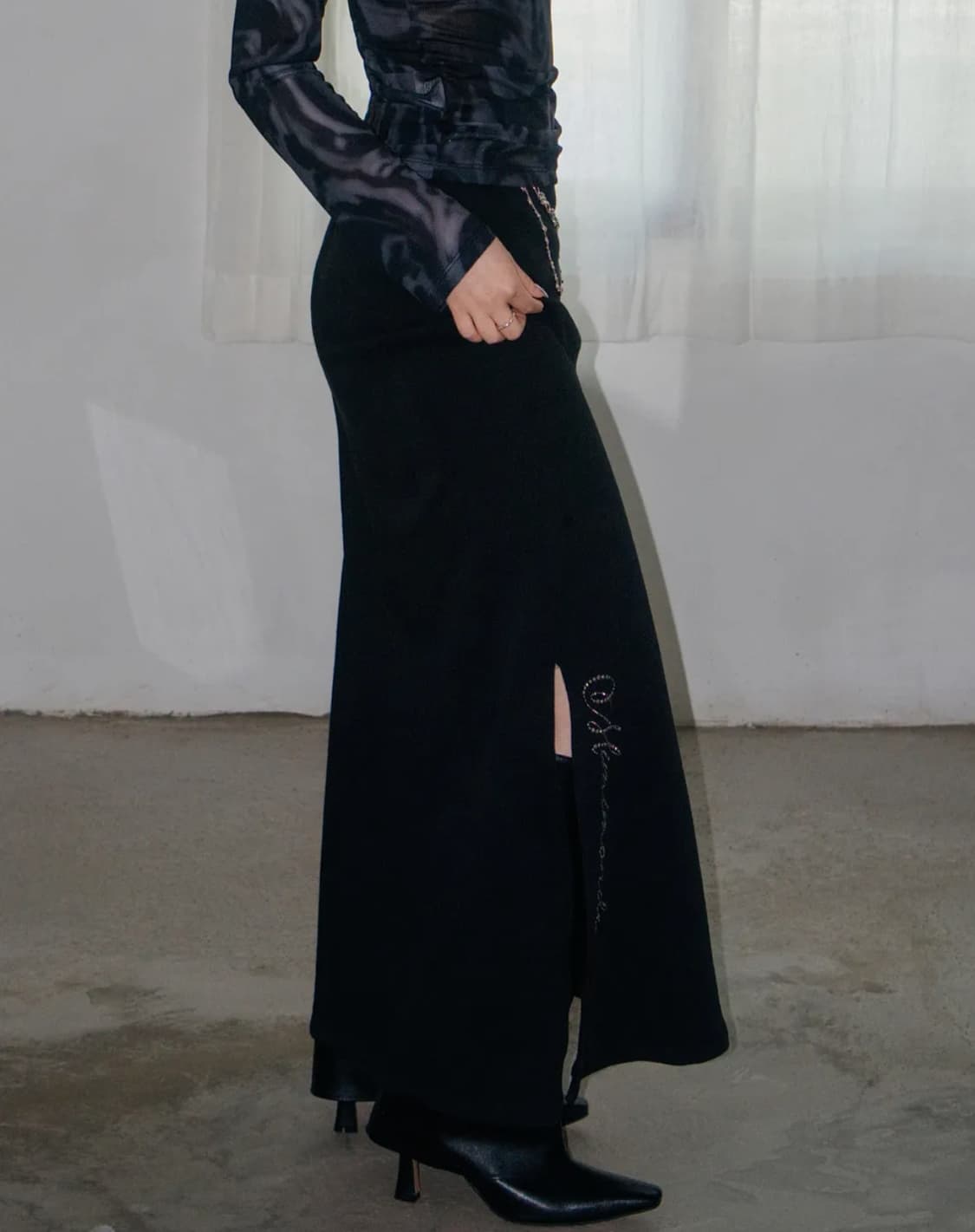 (새상품) 미미몽드 Studded maxi skirt 스터드 맥시 스커트 상품이미지2
