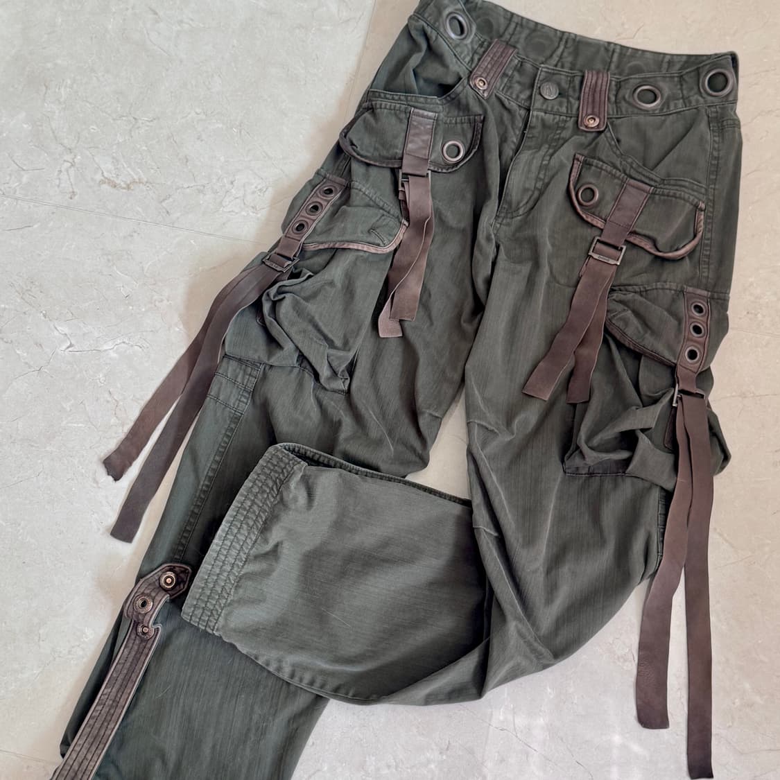 팝걸빈티지 락시크 디테일 와이드팬츠 상품이미지1