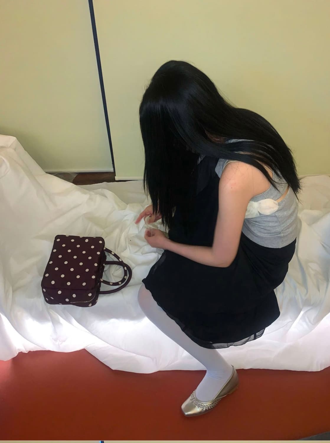 피치바스켓마켓 도트백 퍼플 상품이미지1