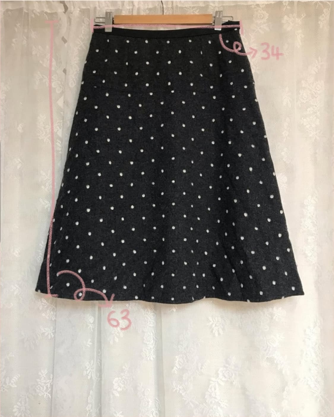 빈티지 눈꽃송이 도트 울 미디스커트 도쿄모리걸 상품이미지7